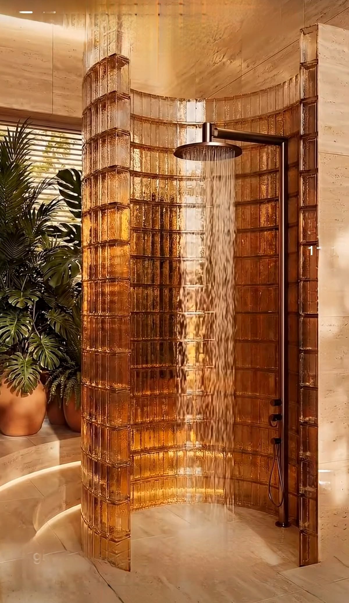 Glass block shower wall concept