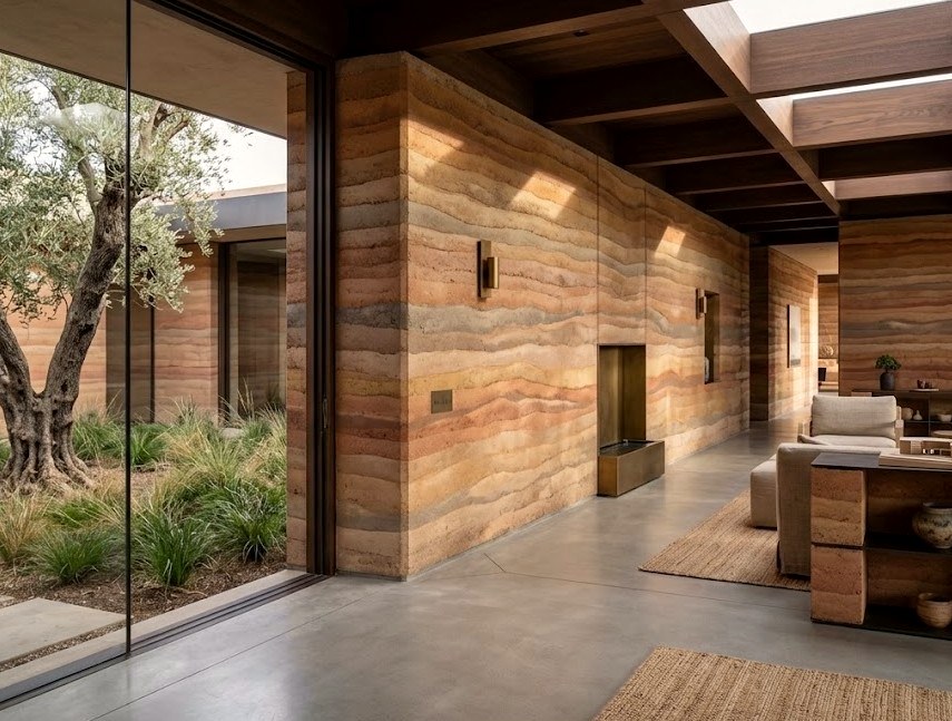 Timber and earth wall concept