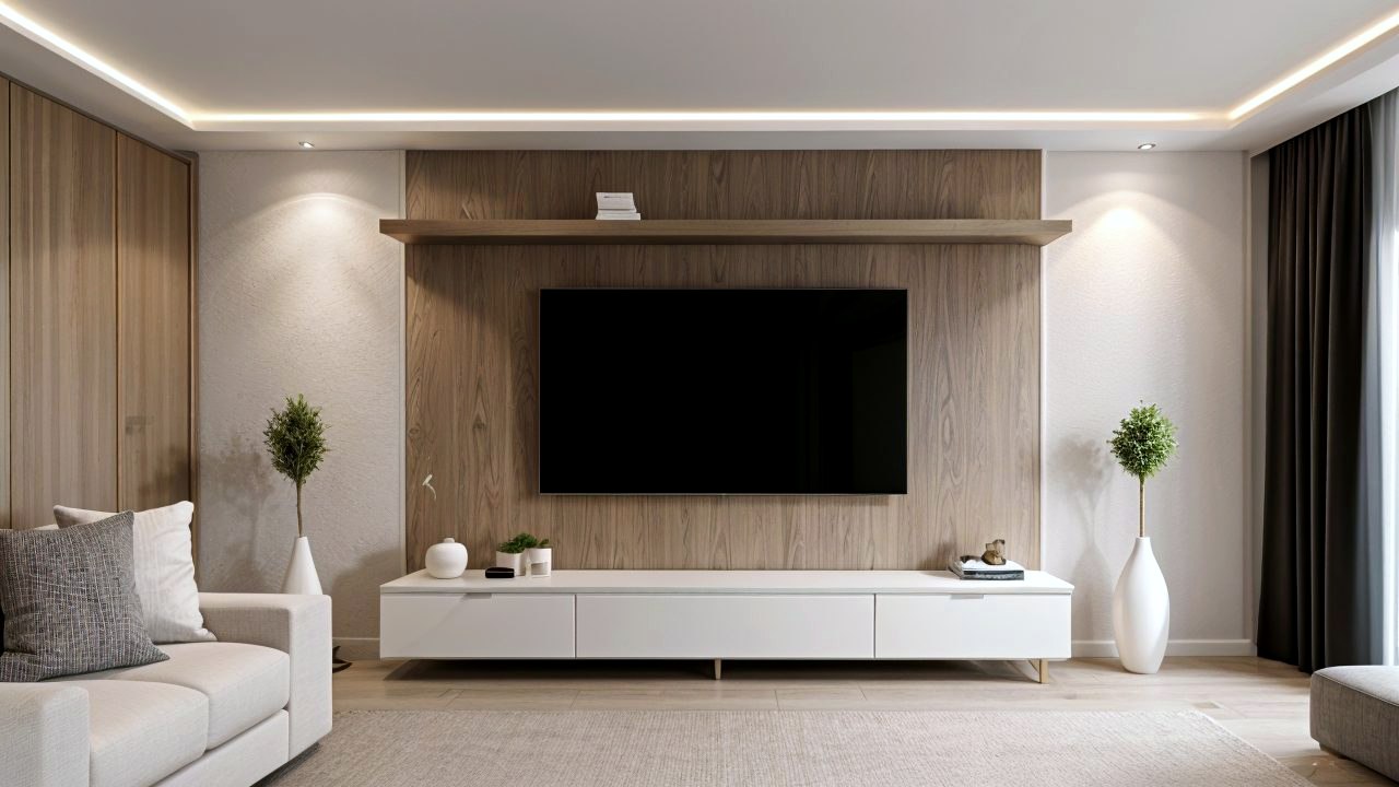 Village house interior, TV unit concept